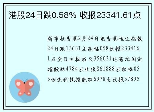 港股24日跌0.58% 收报23341.61点