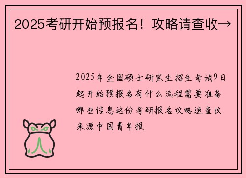 2025考研开始预报名！攻略请查收→