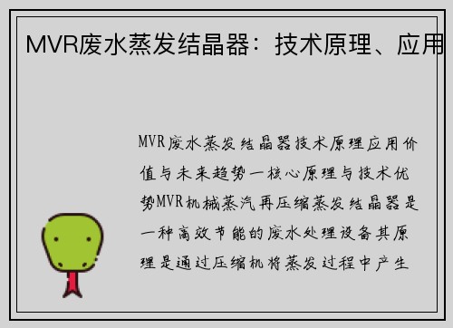 MVR废水蒸发结晶器：技术原理、应用