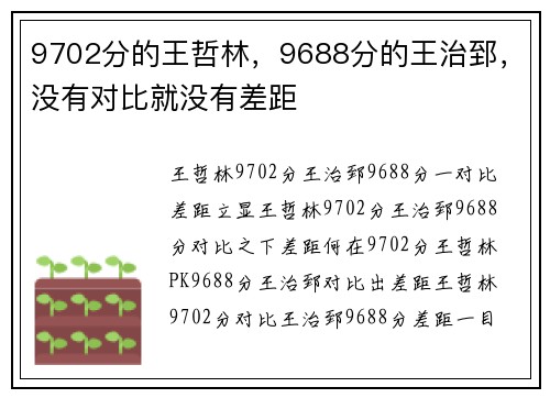 9702分的王哲林，9688分的王治郅，没有对比就没有差距